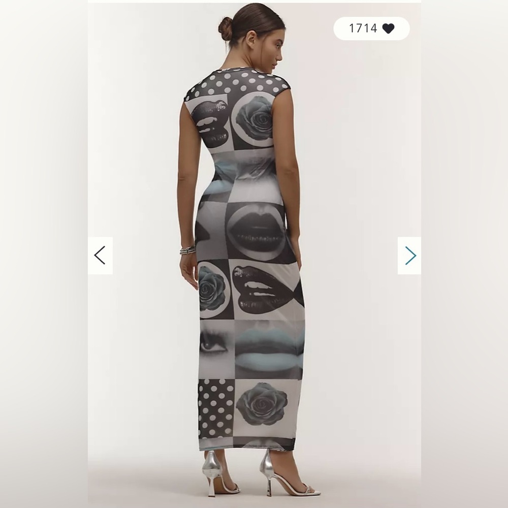 Anthropologie Mesh Graphic Maxi Dress - Picture 3 of 7